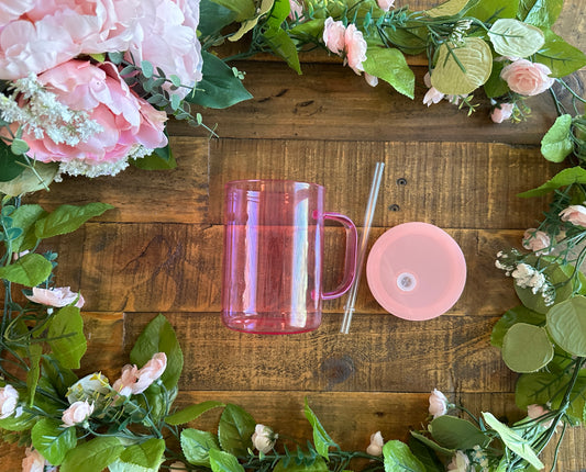 Light Pink Colored Glass Mug Blank 15oz Glass