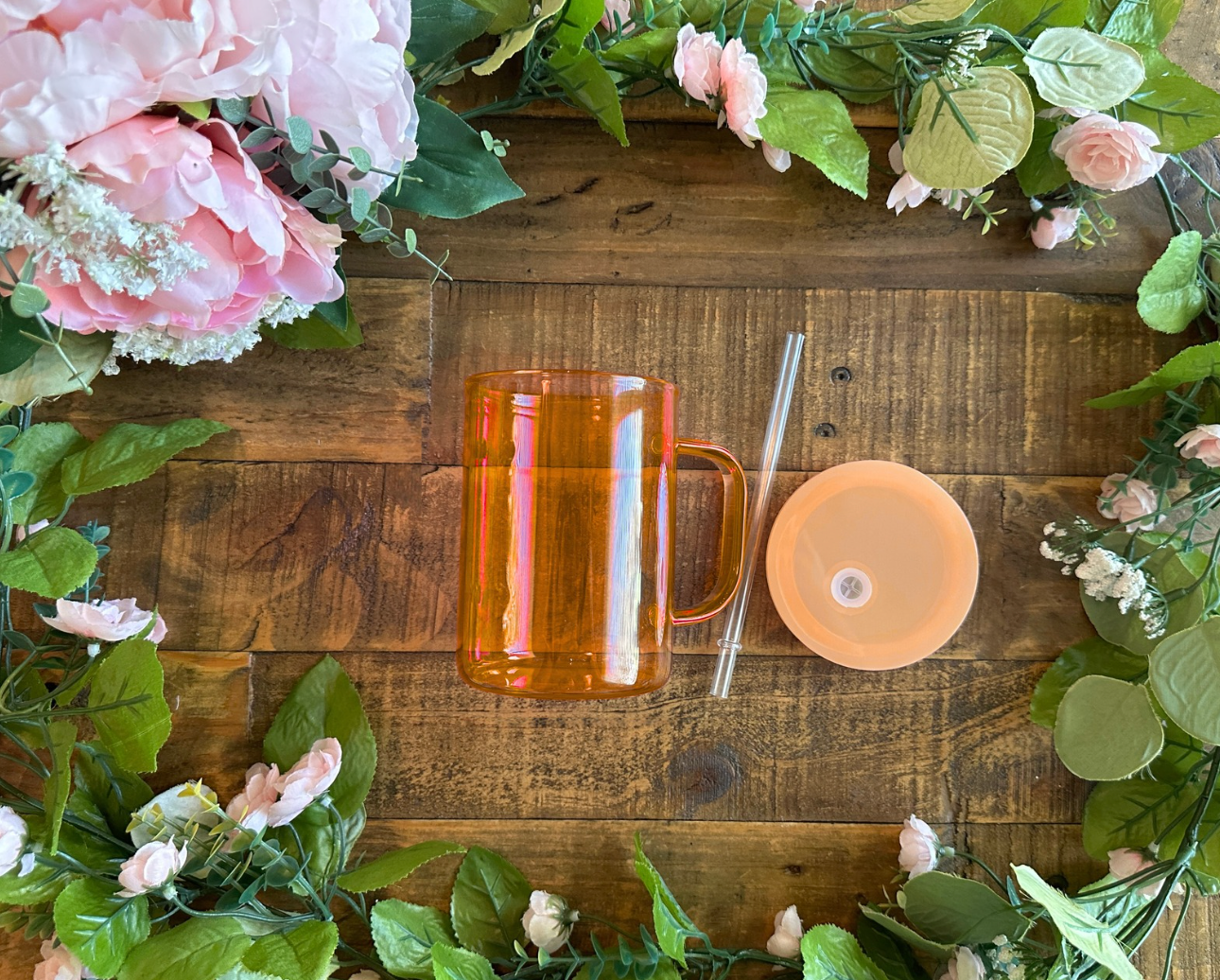 Orange Colored Glass Mug Blank 15oz Glass