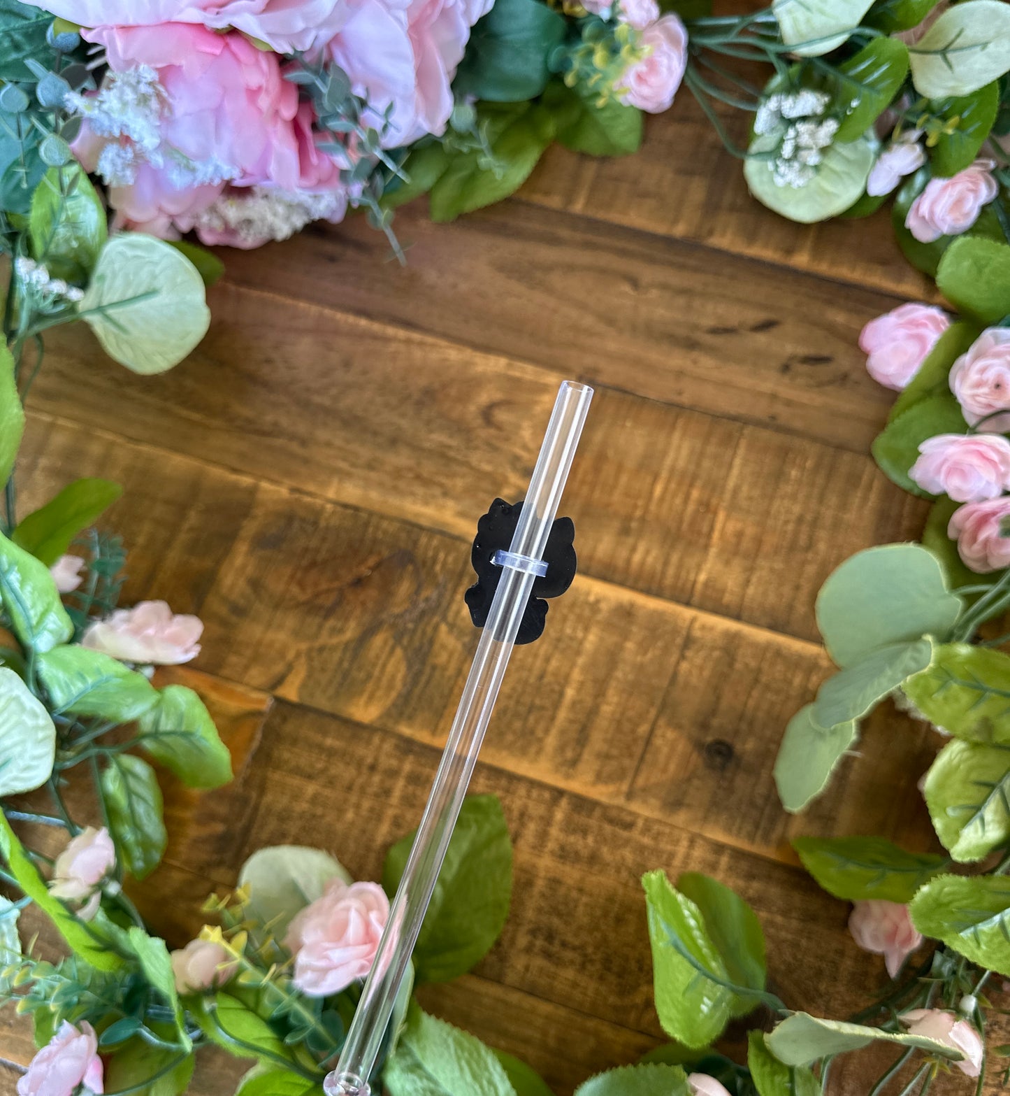 Pink Kitty Movies & Popcorn Straw Topper