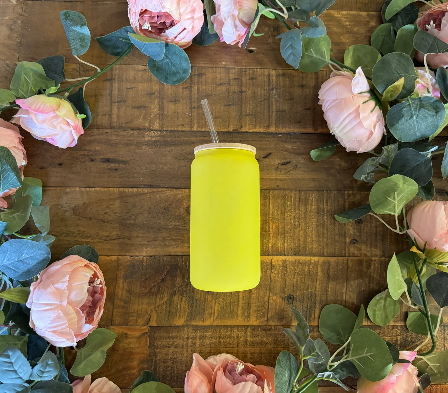 Yellow Color Changing Blank Glass Can 16oz