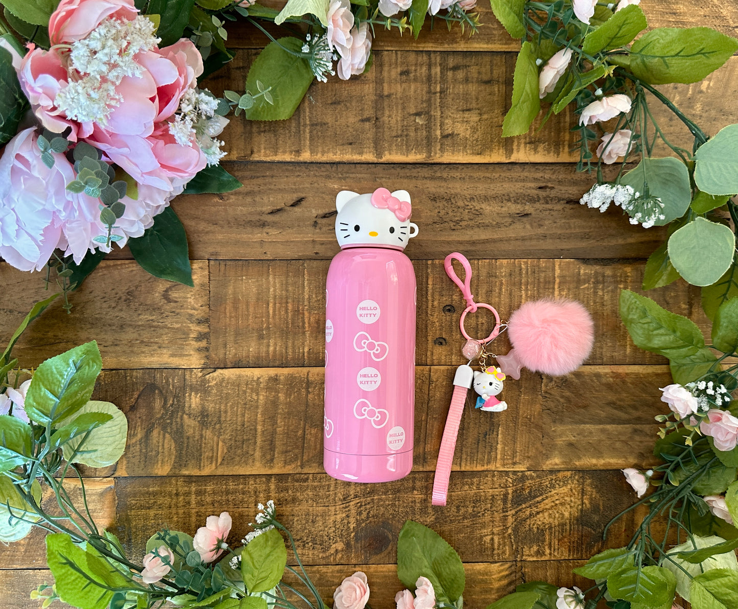 Kitty Stainless Steel Bottle with Kitty Lid & Kitty Chain