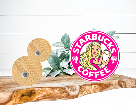 Barbie Coffee Lid Wrap / Decal UVDTF