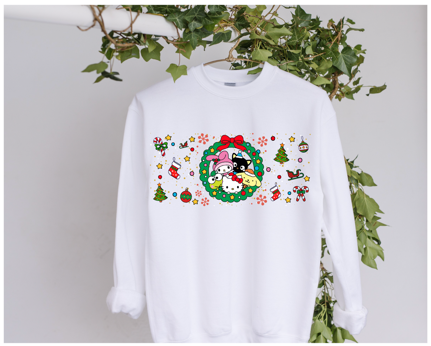 DTF Christmas Kitty Friends Wreath Clothing Designs