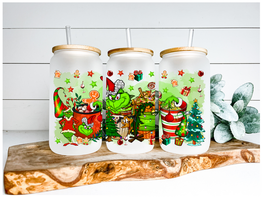 Grinch Latte Sublimation Design Ready to Press 16 oz Size