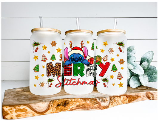 Merry Stitchmas Sublimation Design Ready to Press 16 oz Size