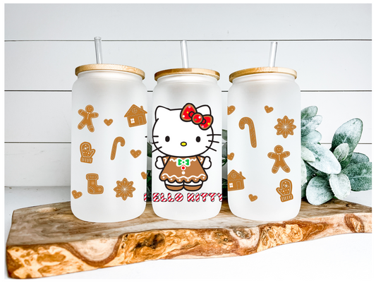 Gingerbread Kitty Sublimation Design Ready to Press 16 oz Size