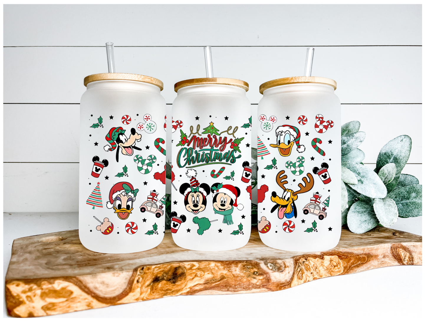 Mouse Merry Christmas Friends Sublimation Design Ready to Press 16 oz Size