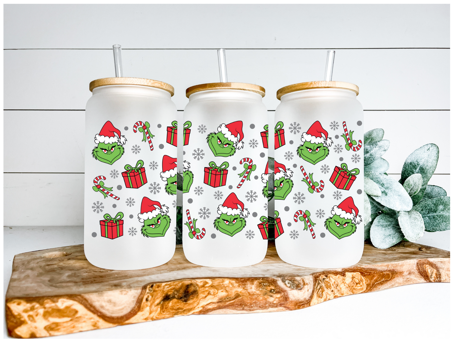 Grinch And Gifts UV DTF Wraps 16 oz Size