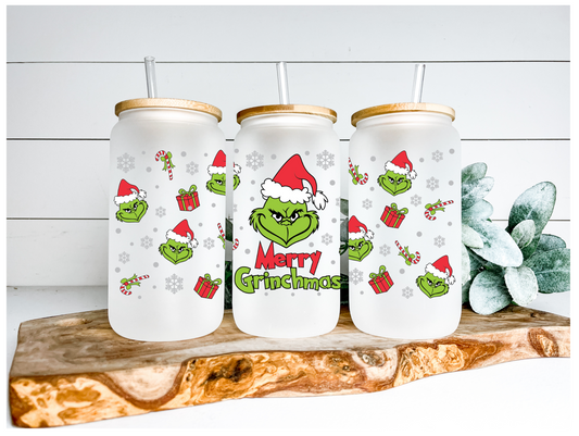 Merry Grinchmas Sublimation Design Ready to Press 16 oz Size