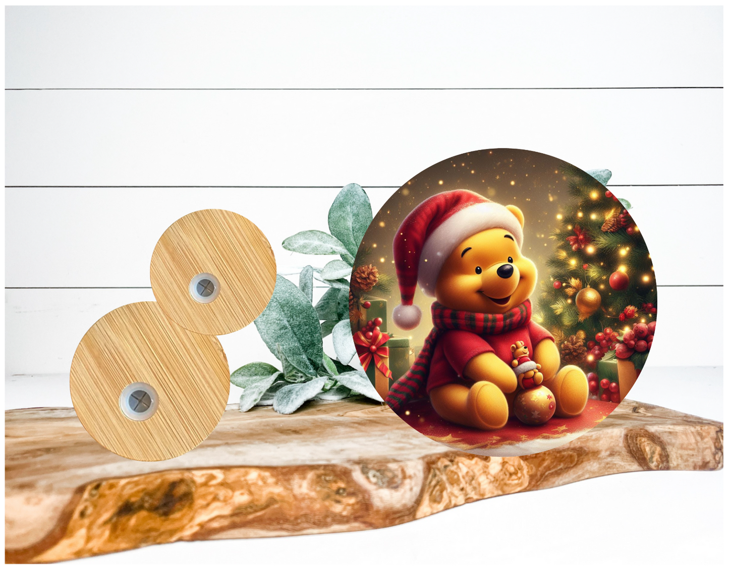 Red Pooh Christmas Lid Wrap / Decal UVDTF