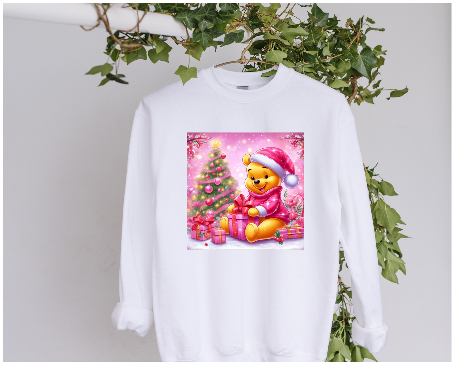 DTF Pink Pooh Christmas Clothing Designs