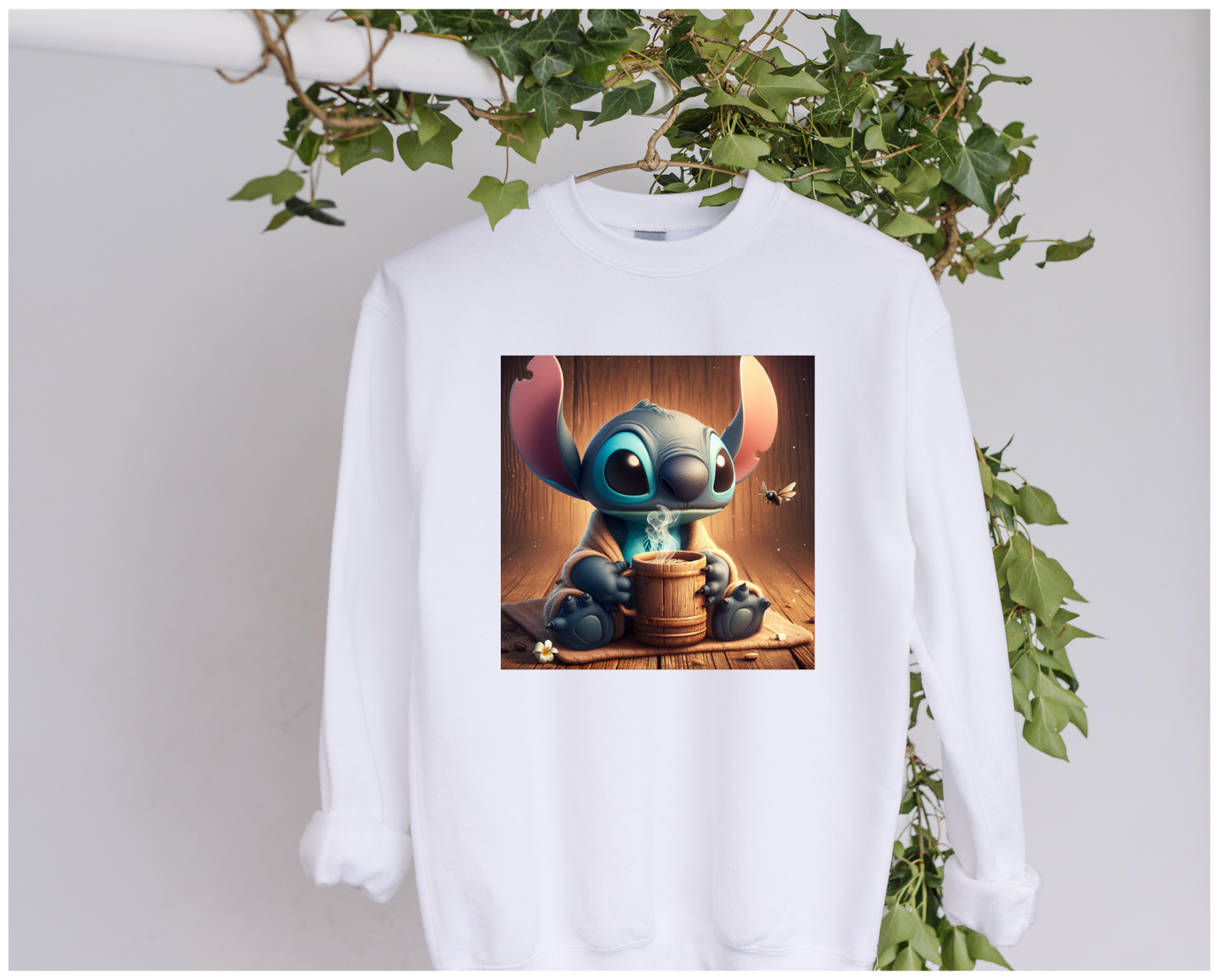 DTF Stitch Drinking Hot Coffee Clothing Designs