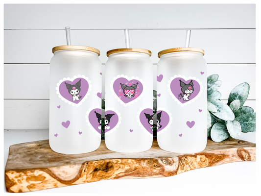 Valentines Purple Hearts UV DTF Wraps 16 oz Size