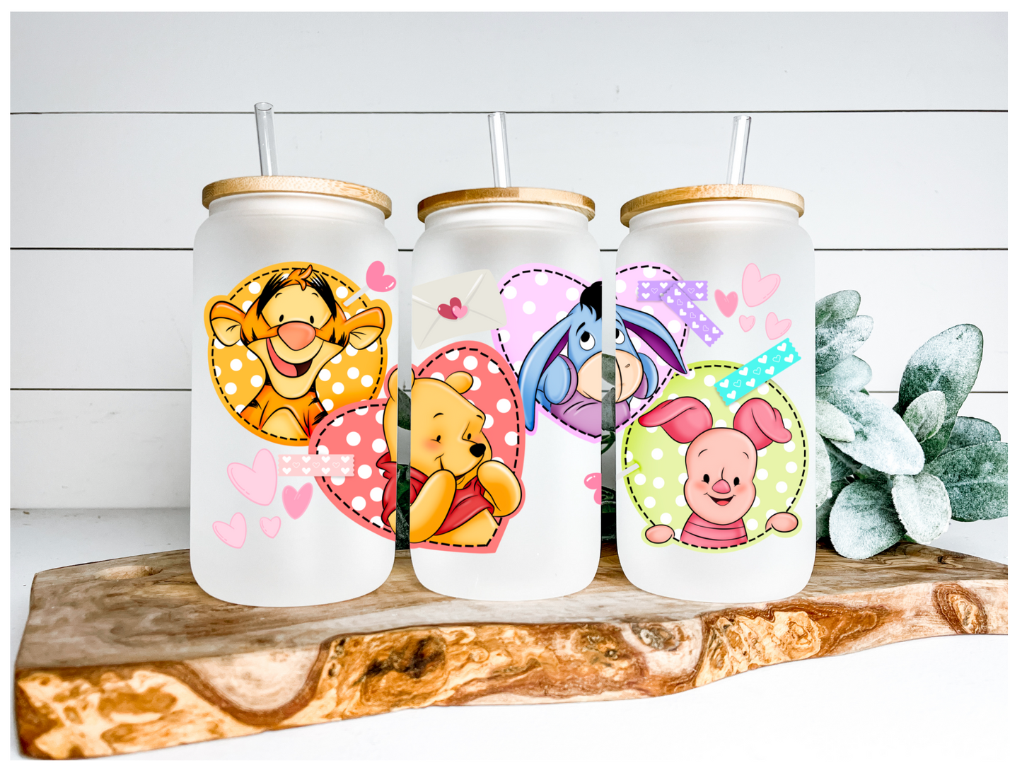 Valentines Pooh and Friends UV DTF Wraps 16 oz Size