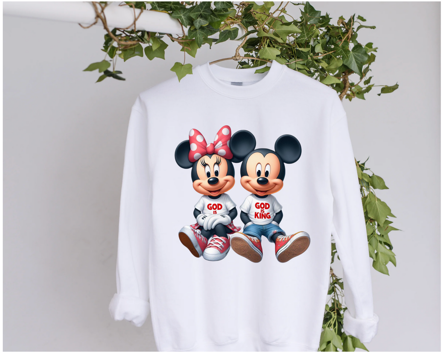 DTF God is King Mouse Couple Clothing Design