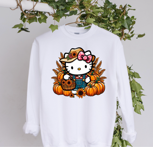 DTF Farmer Kitty Halloween Clothing Design