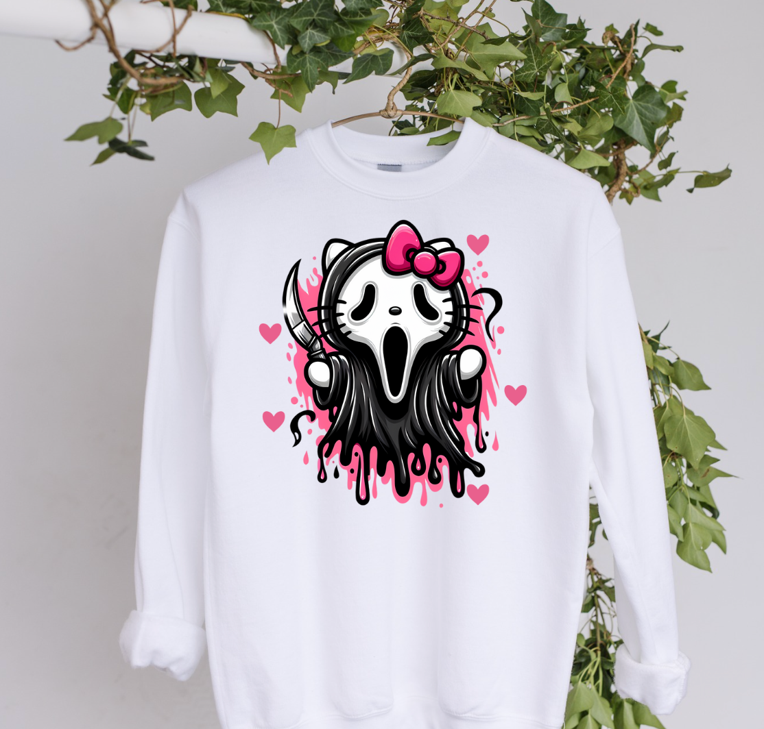 DTF Ghost Face Kitty Horror Clothing Design