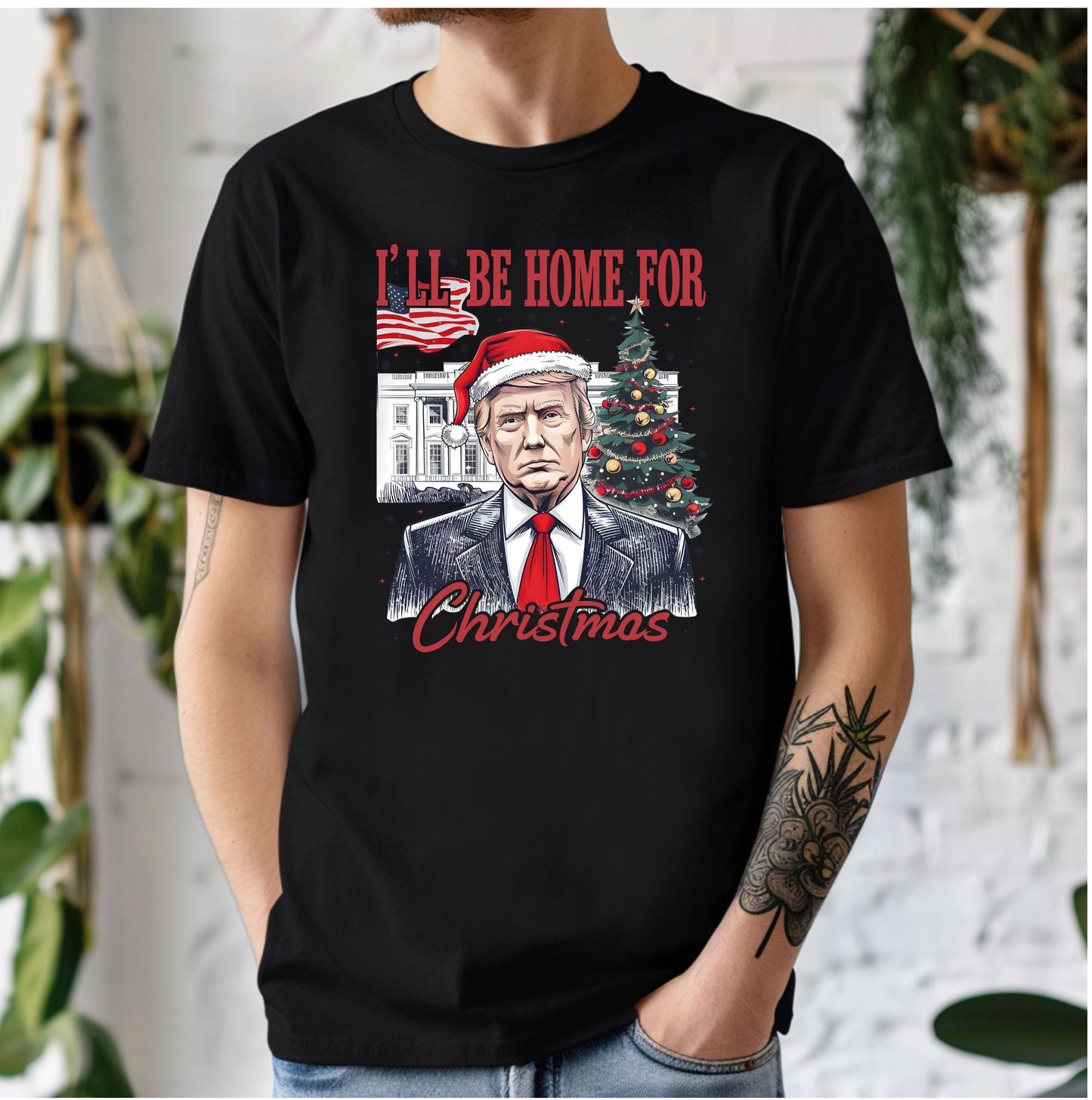 DTF Trump Ill Be Home For Christmas Red Clothing Designs