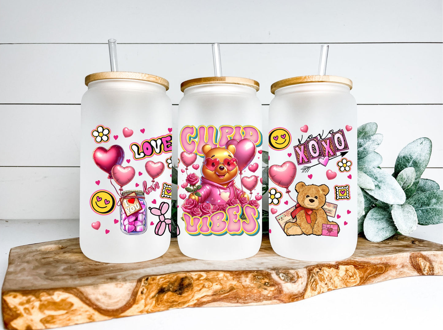 Pooh Valentine UV DTF Wraps 16 oz Size