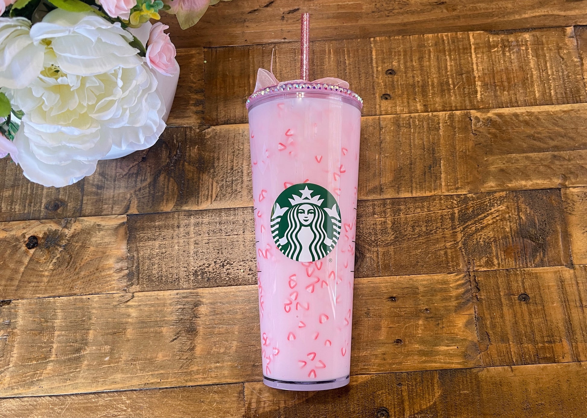 Pink drink Starbucks Snowglobe Tumbler