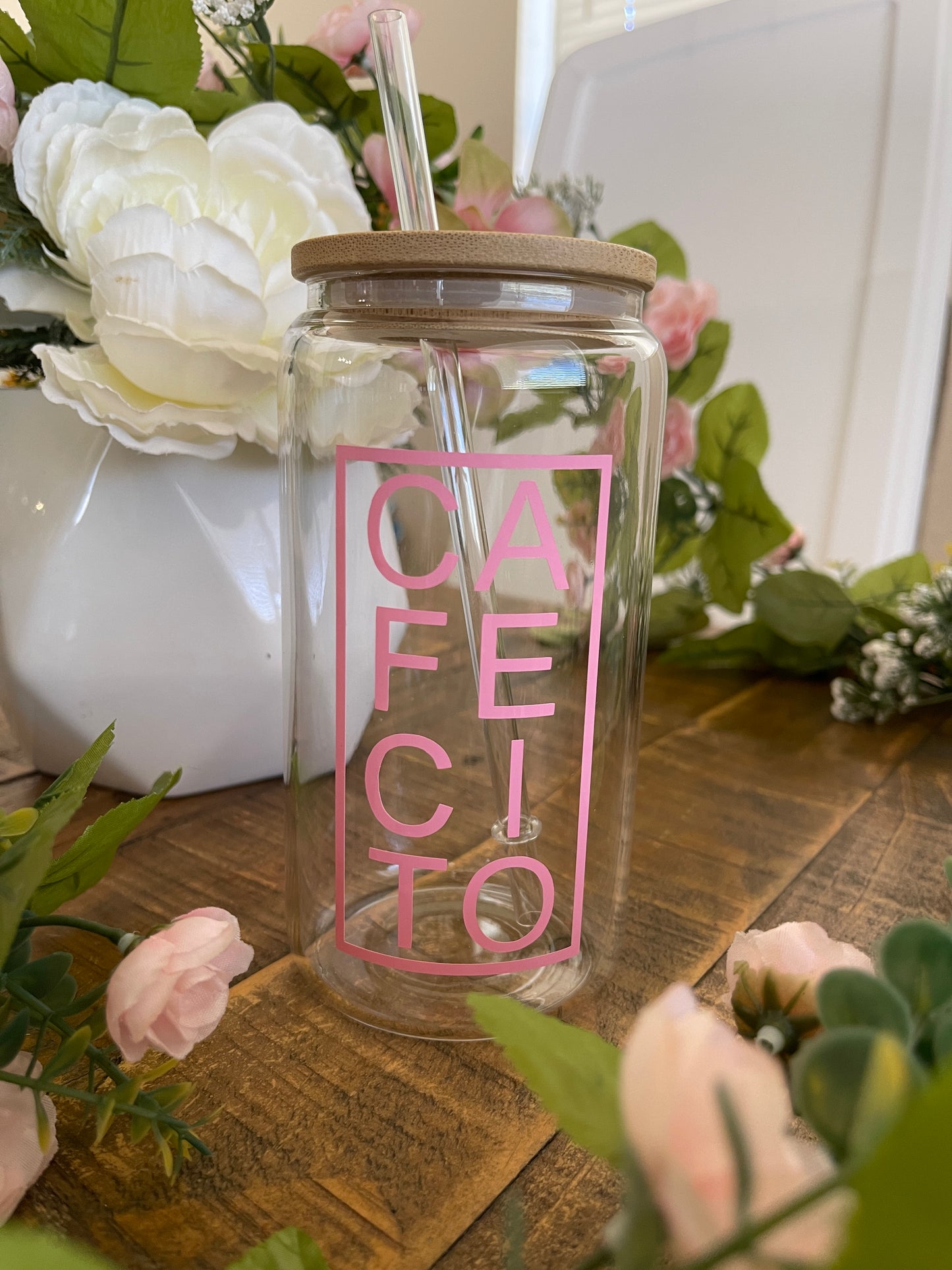 Pink Cafecito Glass Can