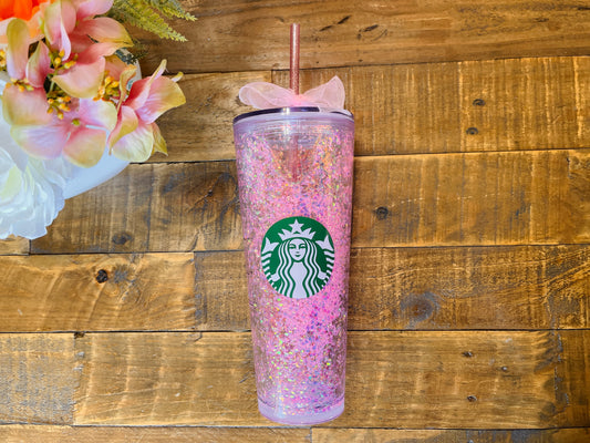 Light Pink Snow Globe Tumbler Little Lattes