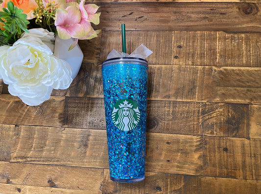 Blue Snow Globe Tumbler Little Lattes