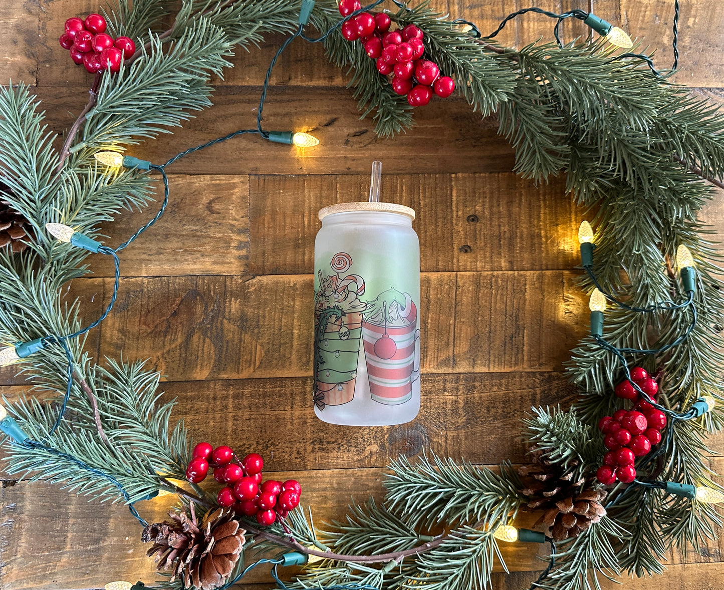 Grinch Coffee Frosted Glass Can 16 oz