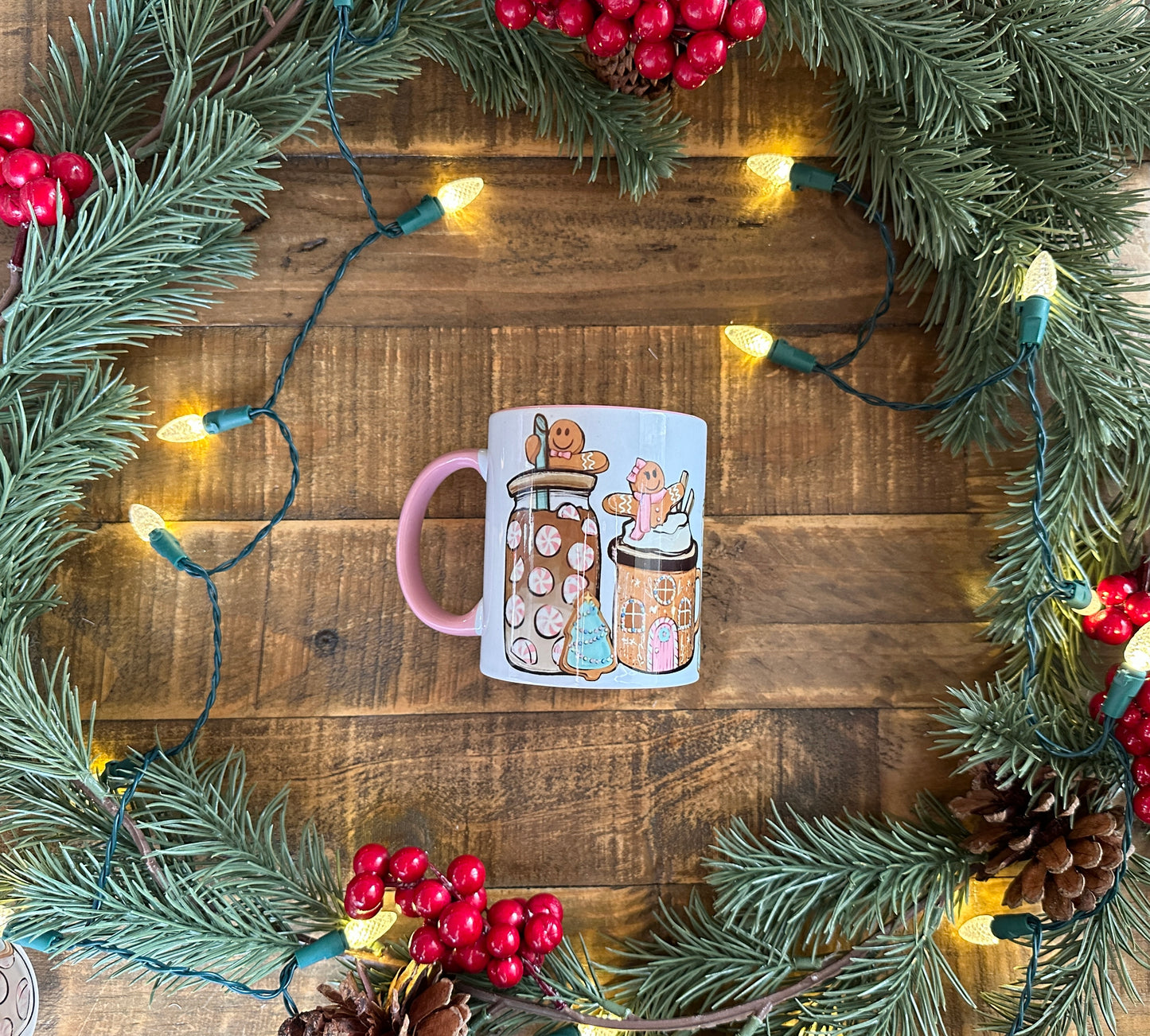 Pink Christmas Gingerbread Frappe Mug
