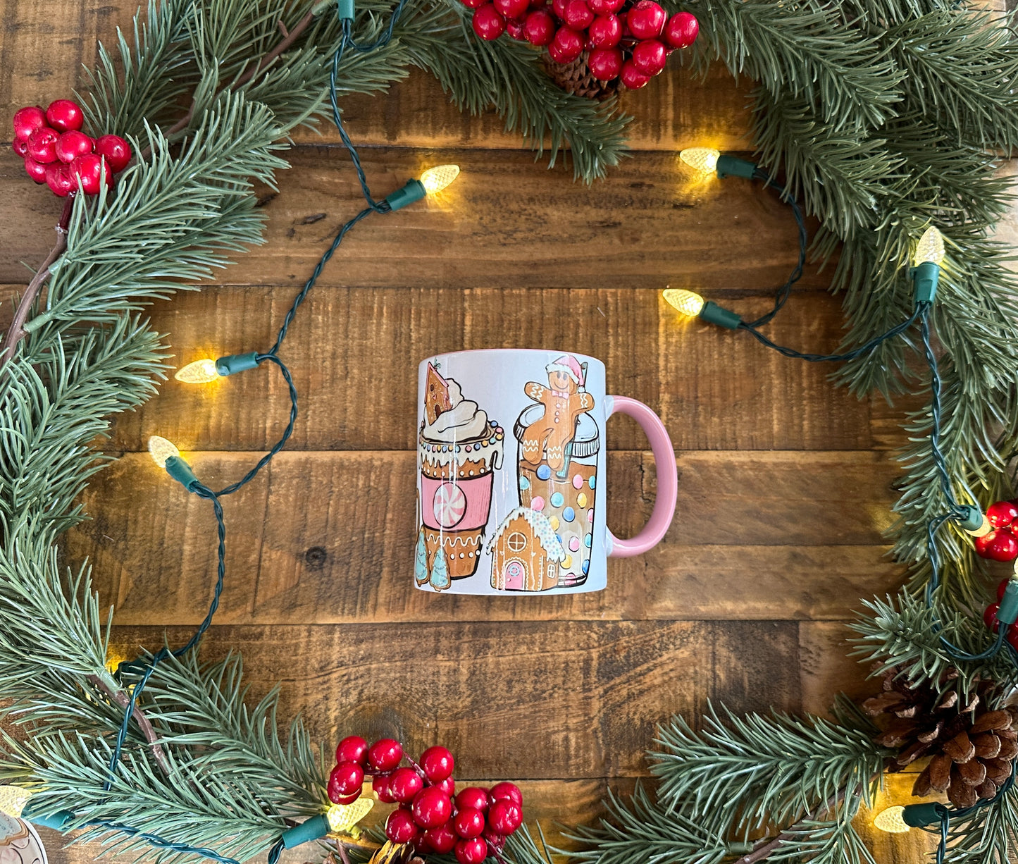 Pink Christmas Gingerbread Frappe Mug