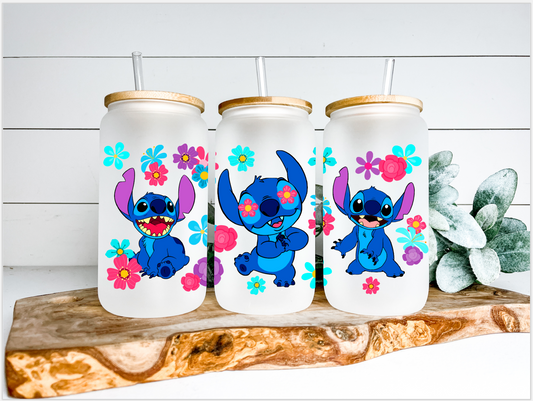 Stitch Flowers Sublimation Design Ready to Press 16 oz Size